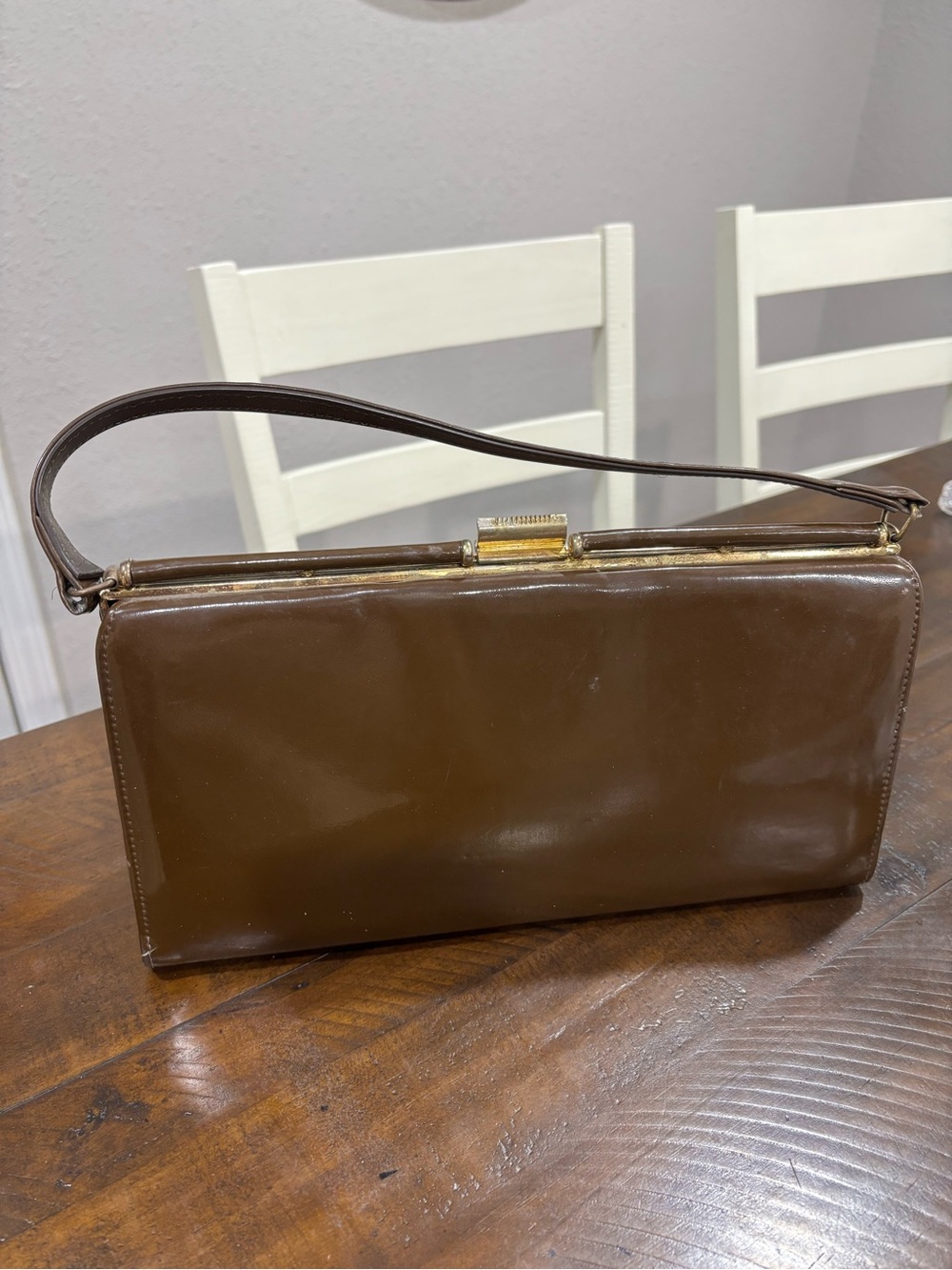 MCM 1960's Two-Tone Orange and Brown Metal close Purse with Stud Accents - Picture 7 of 16